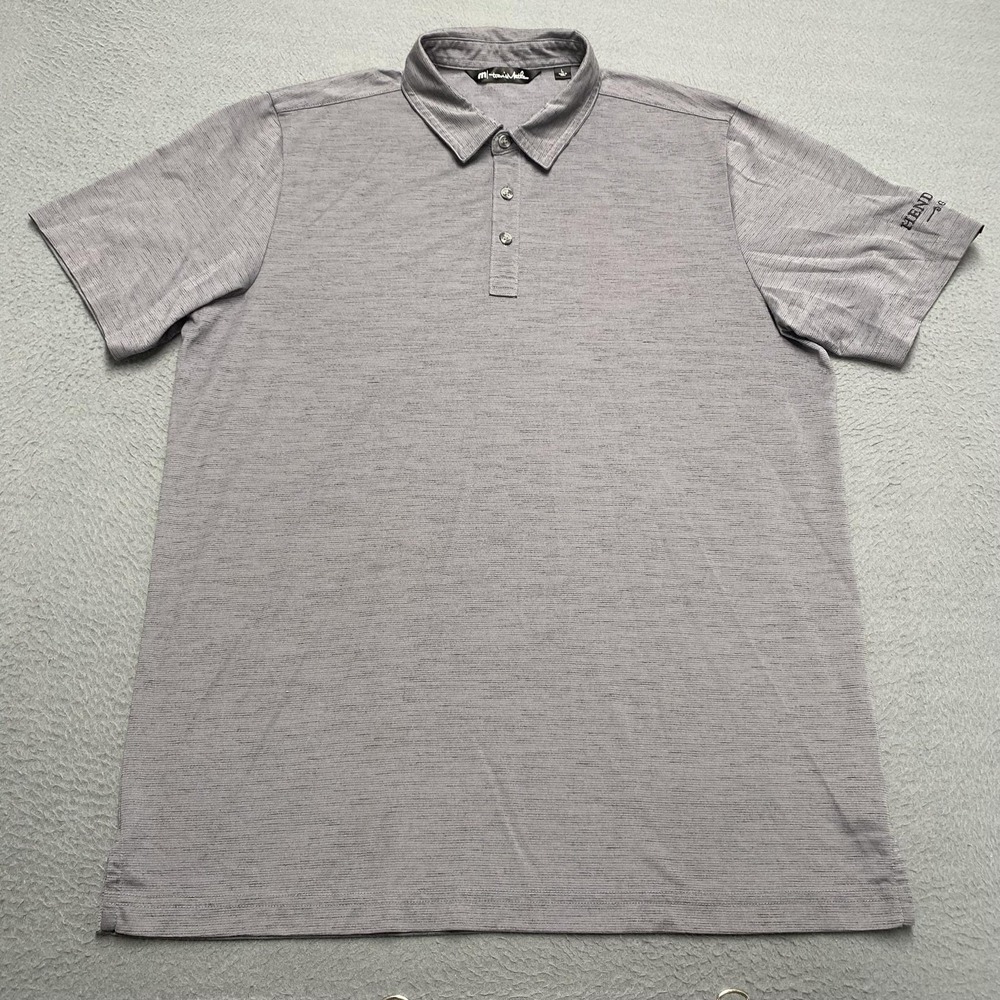 Travis Mathew Polo Shirt Mens Large Gray Hendrick's Gin Golf Performance Stretch